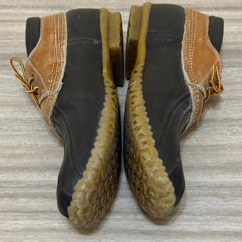 LL Bean Maine Hunting Shoe Duck Boots Brown Leather Lace Up Men‎ 14 N USA Preppy